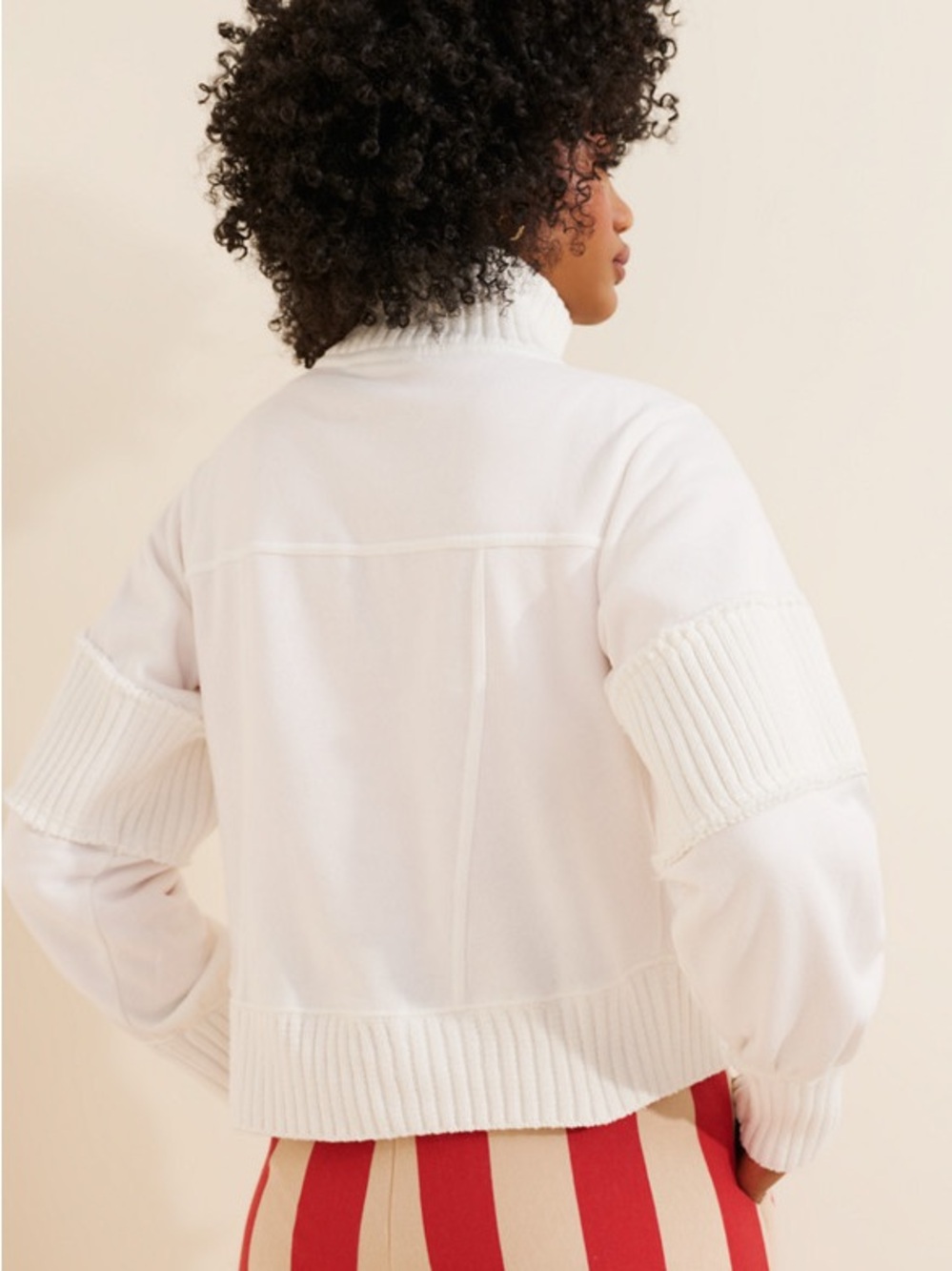 Anthropologie Daily Practice Indy Grab Pullover Sweatshirt White Dahlia NEW